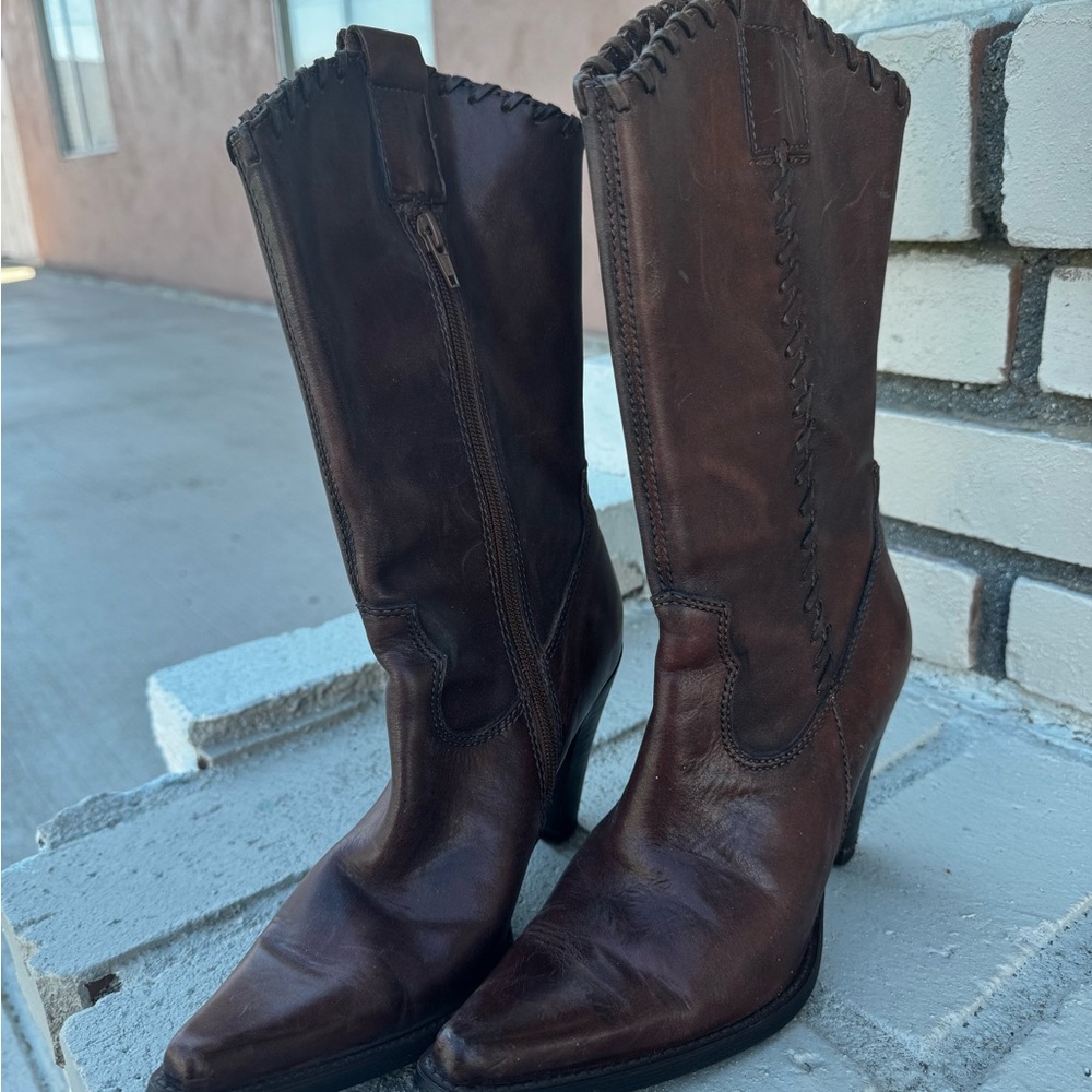 Steve Madden Dark Brown Heeled Boots - Picture 2 of 5